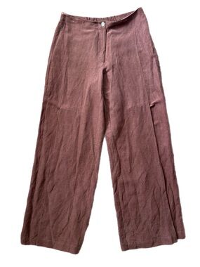 Neiman Marcus Exclusive Silk Linen Side Slit Pants